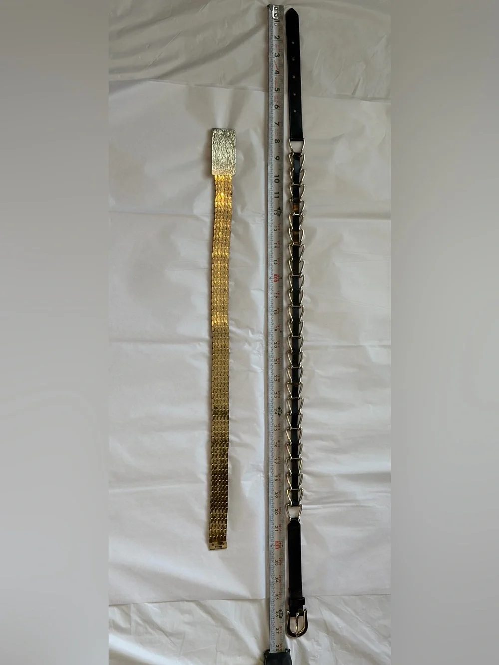 Women’s Metal Gold Belt with elastic stretch and Black/Gold Chain-Link Belt Set
